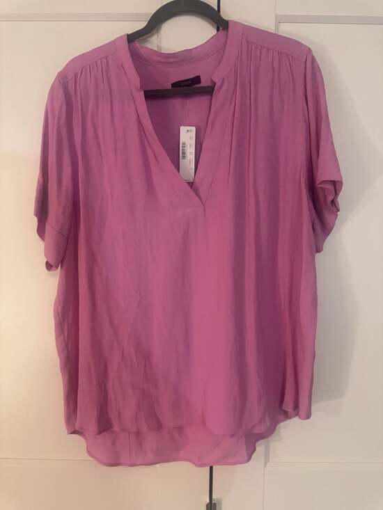 J.Crew Tops - J.Crew Drapey-Band V-Neck Popover Blouse in Petunia Pink